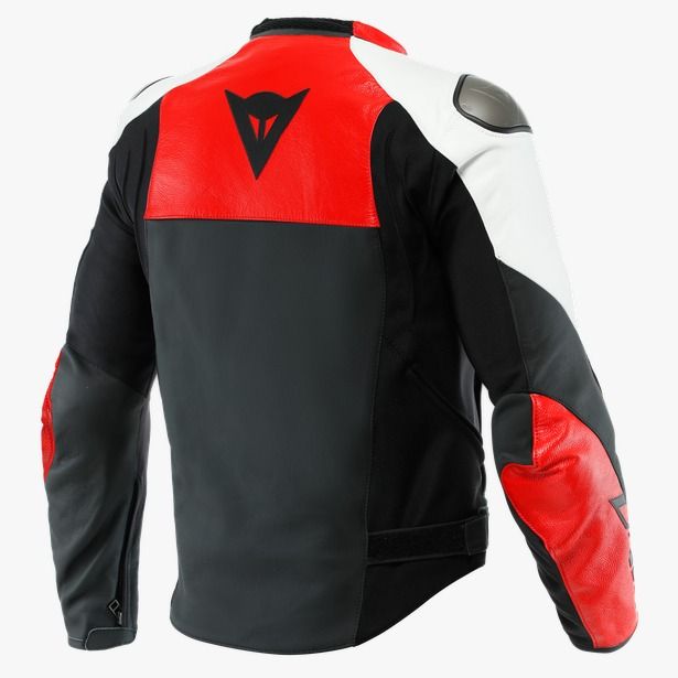 Dainese Sportiva Leather Jacket Black-Matt/Lava-Red/White : Delivery in 5 days